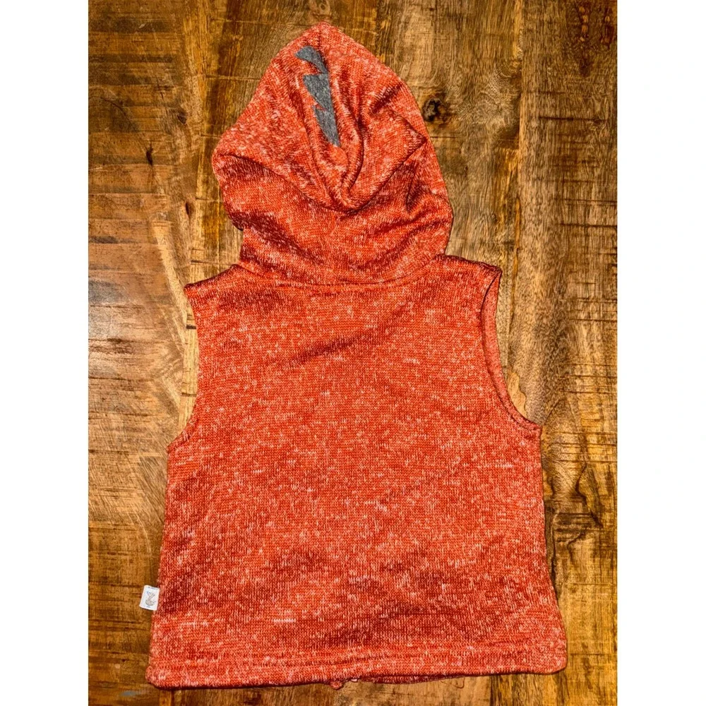 Duck Duck Goose Boys Orange Marl Knit Dinosaur Hooded Vest 18M D81923